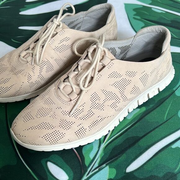 Cole Haan beige eyelet suede sneakers - Picture 2 of 7